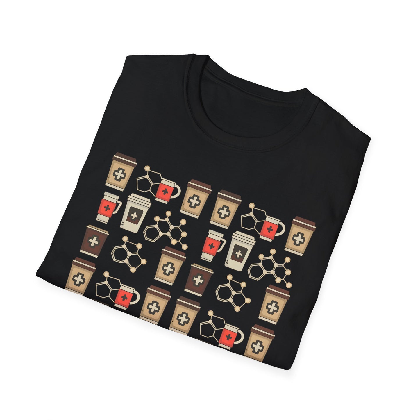 Caffeine Molecule Coffee Pattern - Coffee Chemistry Beverage T-shirt