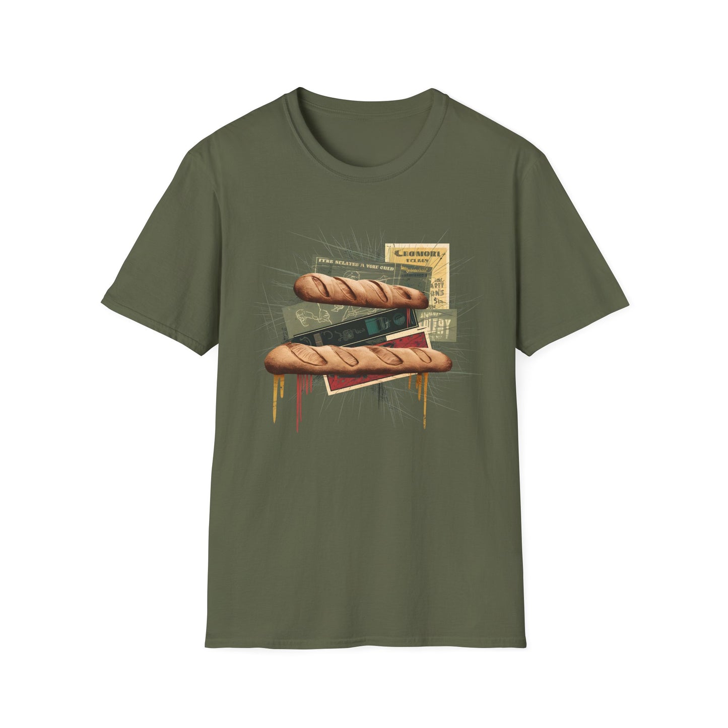 Rebel Baguette - Retro Punk Food Art Bakery T-shirt