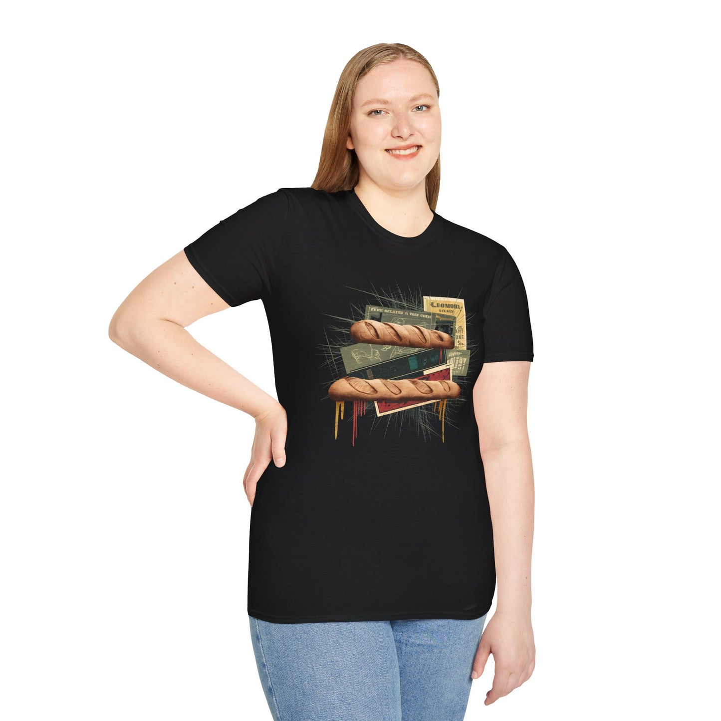 Rebel Baguette - Retro Punk Food Art Bakery T-shirt