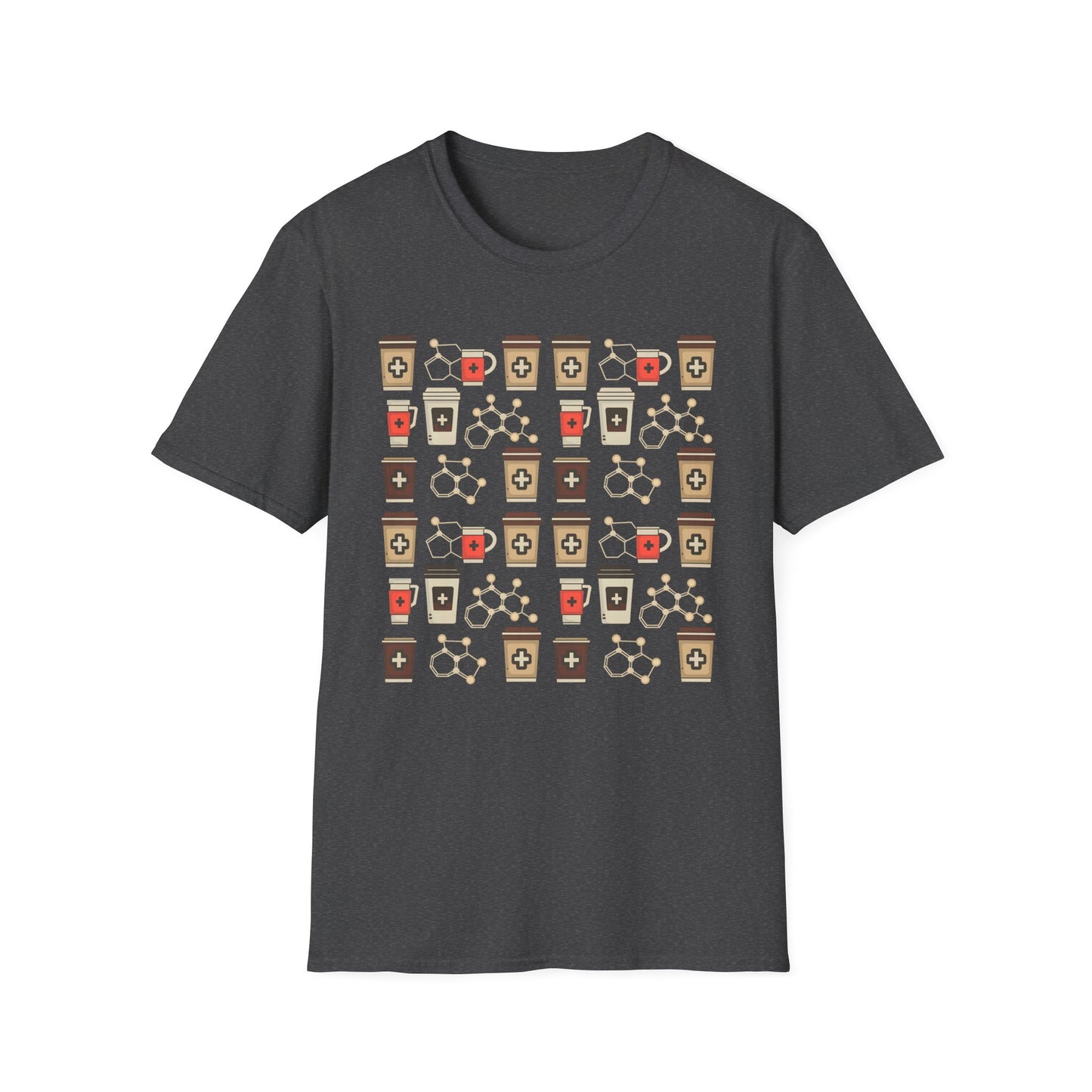 Caffeine Molecule Coffee Pattern - Coffee Chemistry Beverage T-shirt
