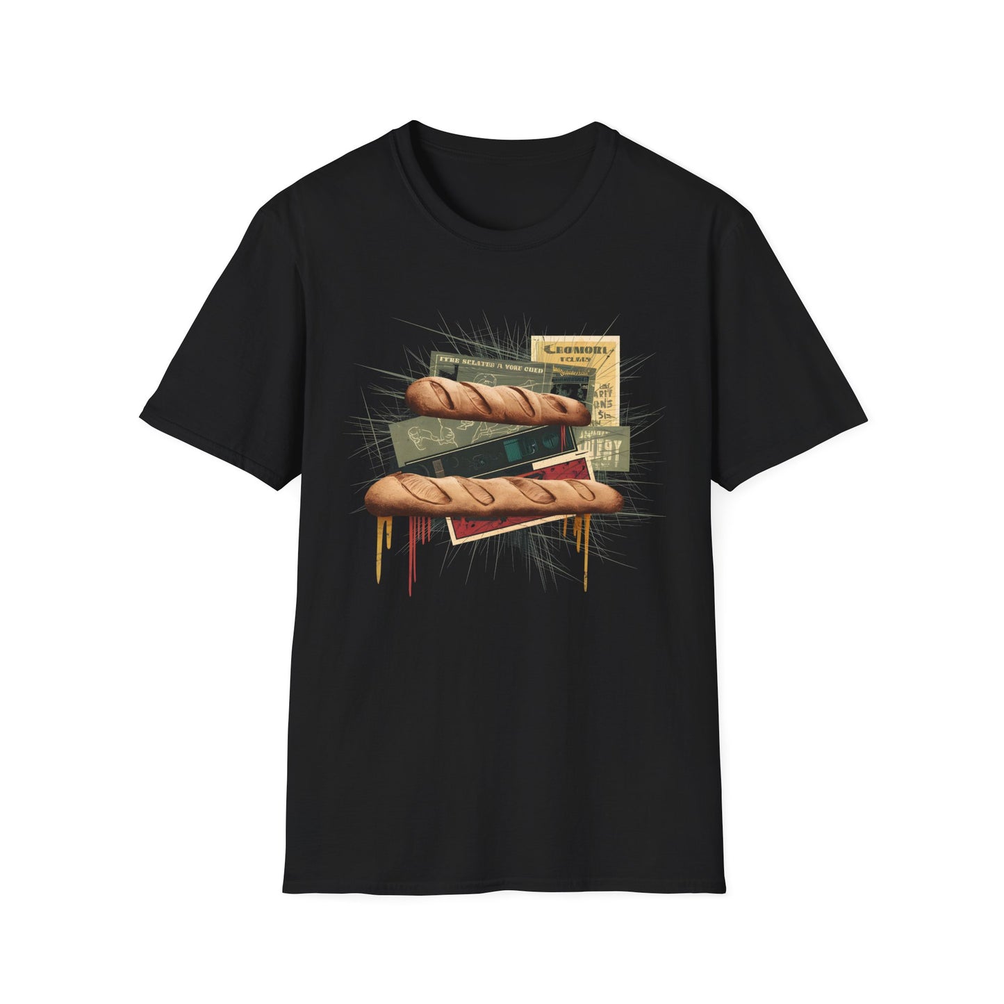 Rebel Baguette - Retro Punk Food Art Bakery T-shirt