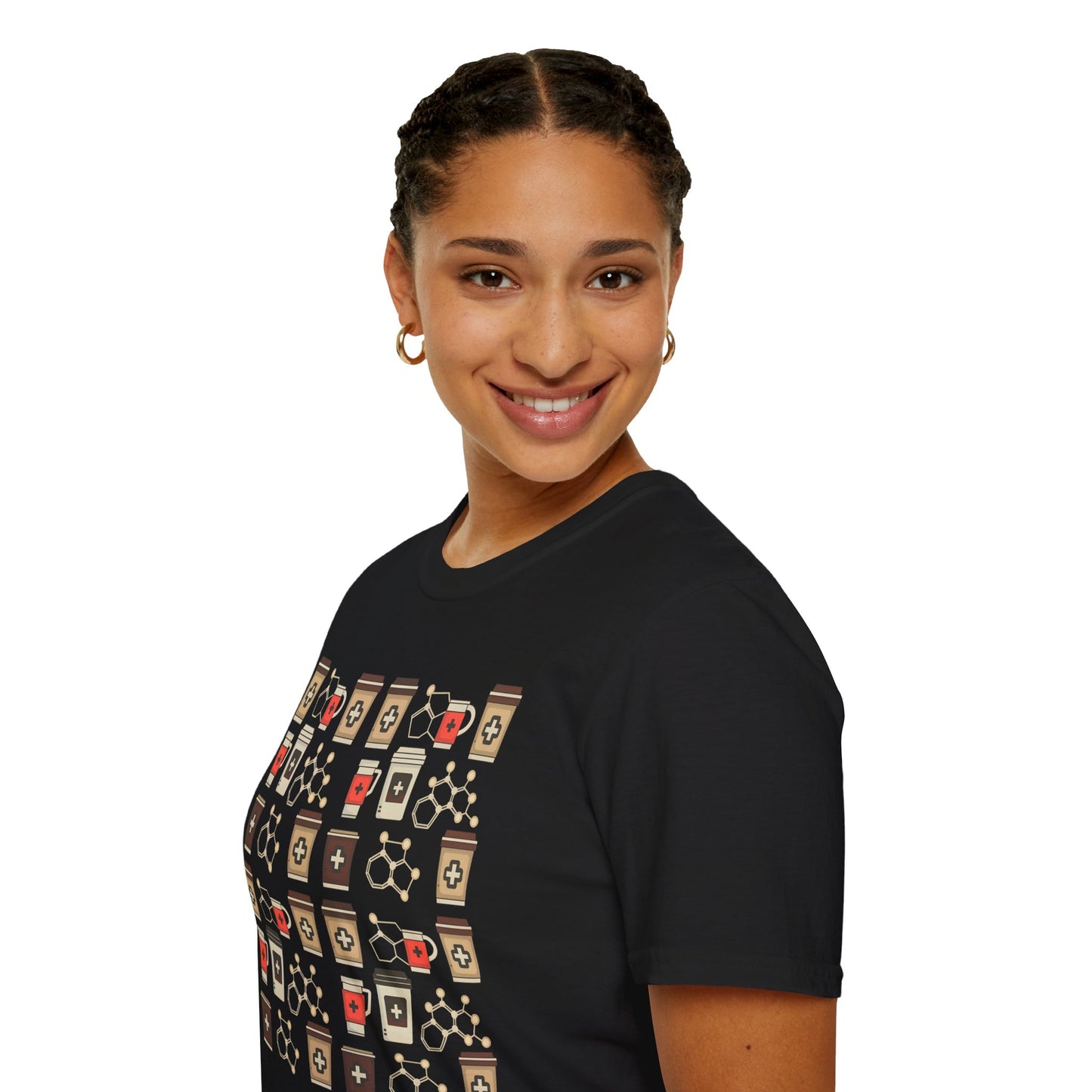 Caffeine Molecule Coffee Pattern - Coffee Chemistry Beverage T-shirt