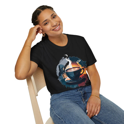 Duality of Coffee - Artistic Angel and Demon Beverage T-shirt