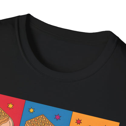 Waffles Pop Art - Retro Food Pattern Bakery T-shirt