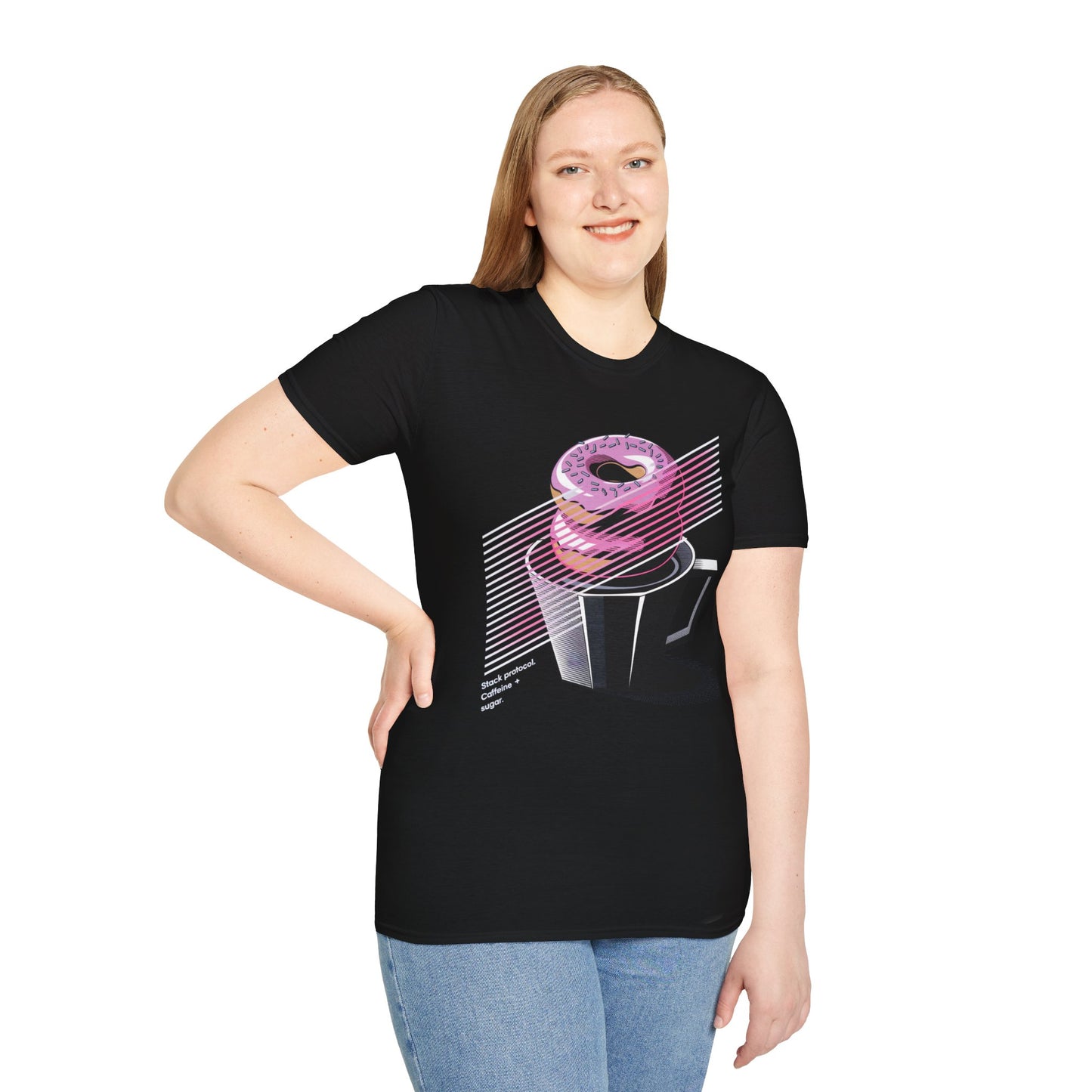 Stack Protocol: Coffee and Donut Abstract Bakery T-shirt