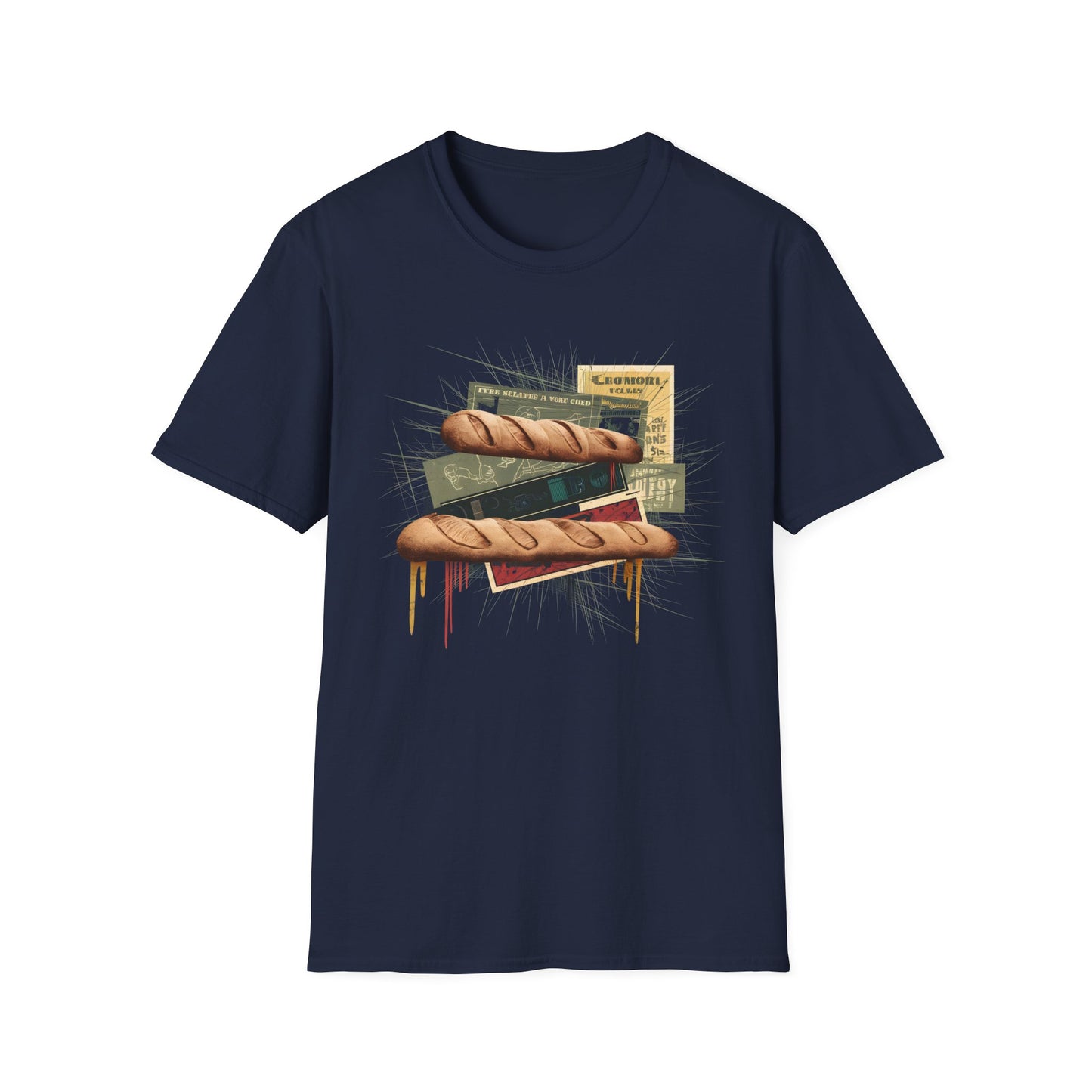 Rebel Baguette - Retro Punk Food Art Bakery T-shirt