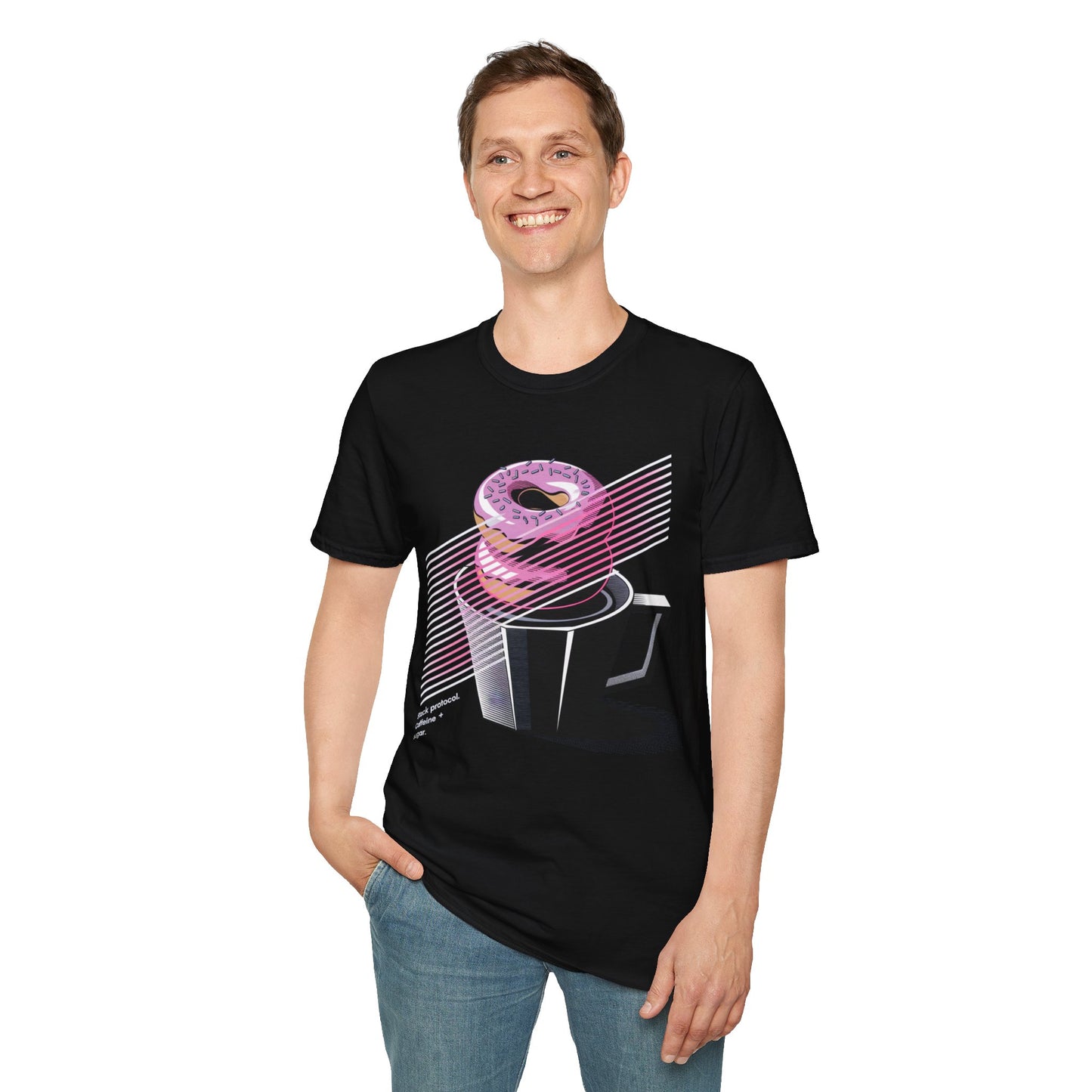 Stack Protocol: Coffee and Donut Abstract Bakery T-shirt