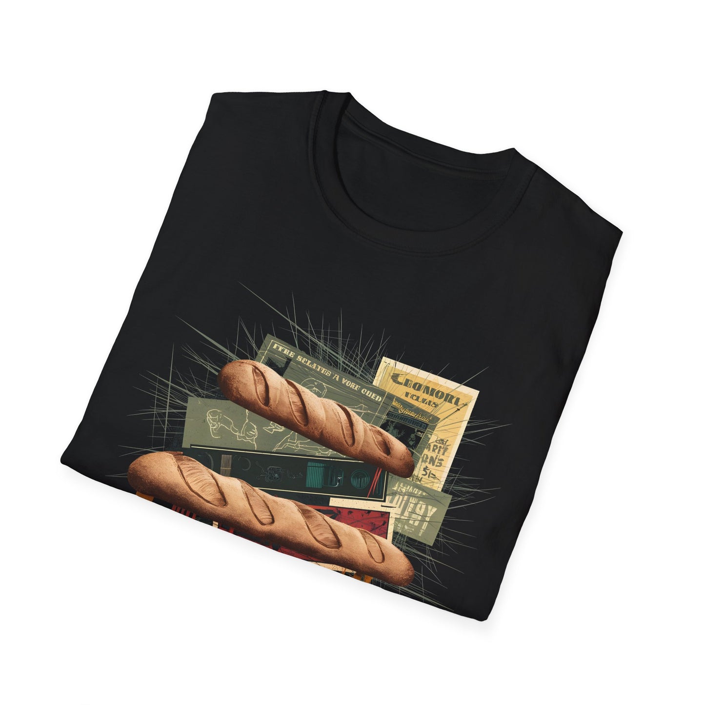 Rebel Baguette - Retro Punk Food Art Bakery T-shirt
