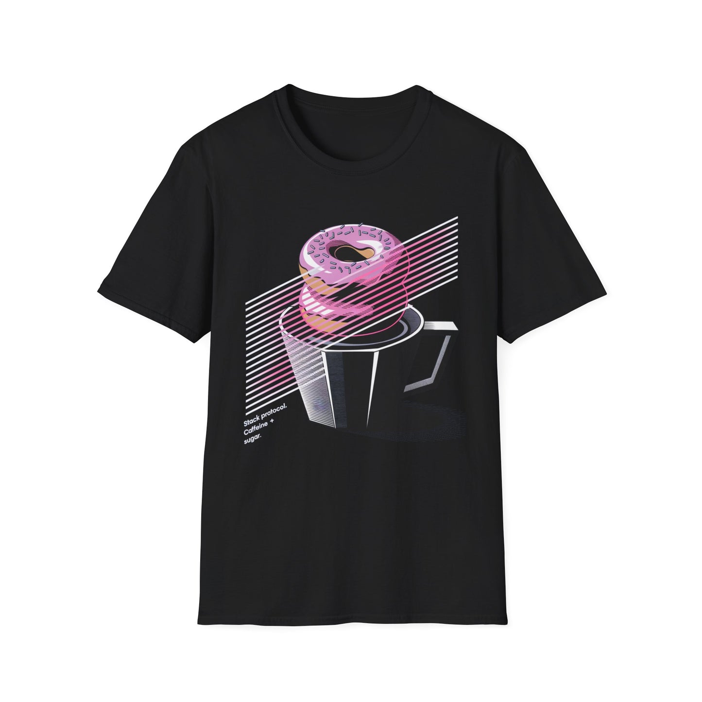 Stack Protocol: Coffee and Donut Abstract Bakery T-shirt