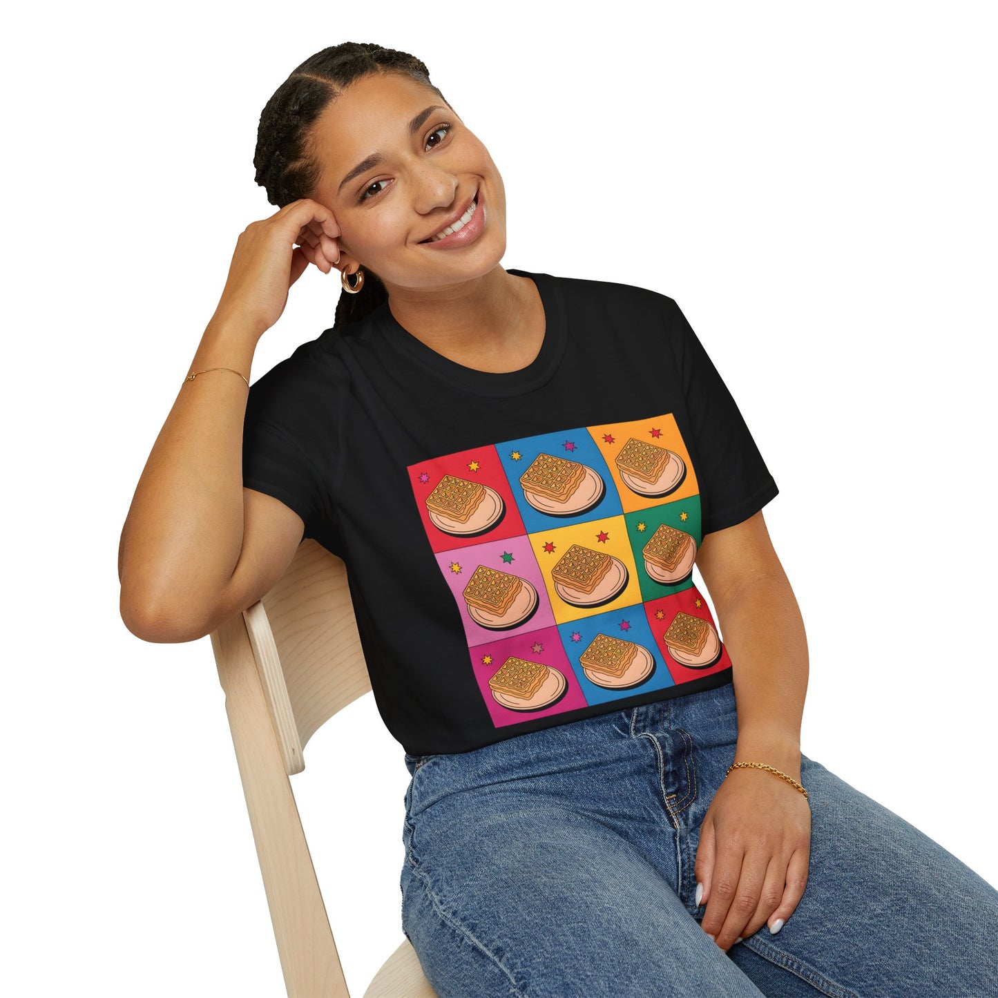 Waffles Pop Art - Retro Food Pattern Bakery T-shirt