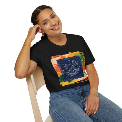 Blueprint Pizza Love - Abstract Geometric Art Food T-shirt
