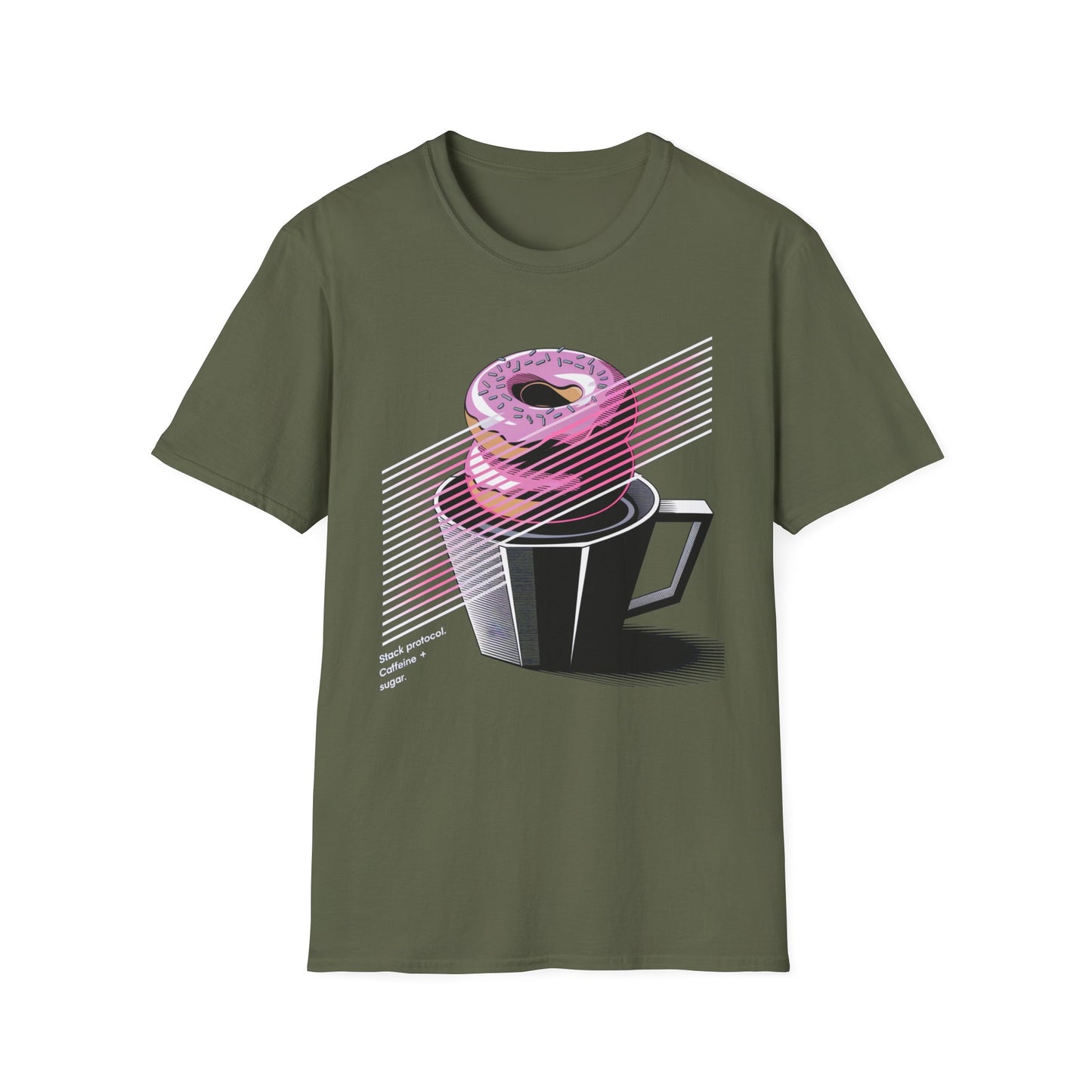 Stack Protocol: Coffee and Donut Abstract Bakery T-shirt