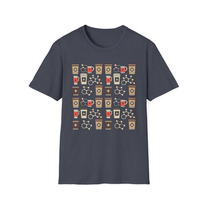 Caffeine Molecule Coffee Pattern - Coffee Chemistry Beverage T-shirt