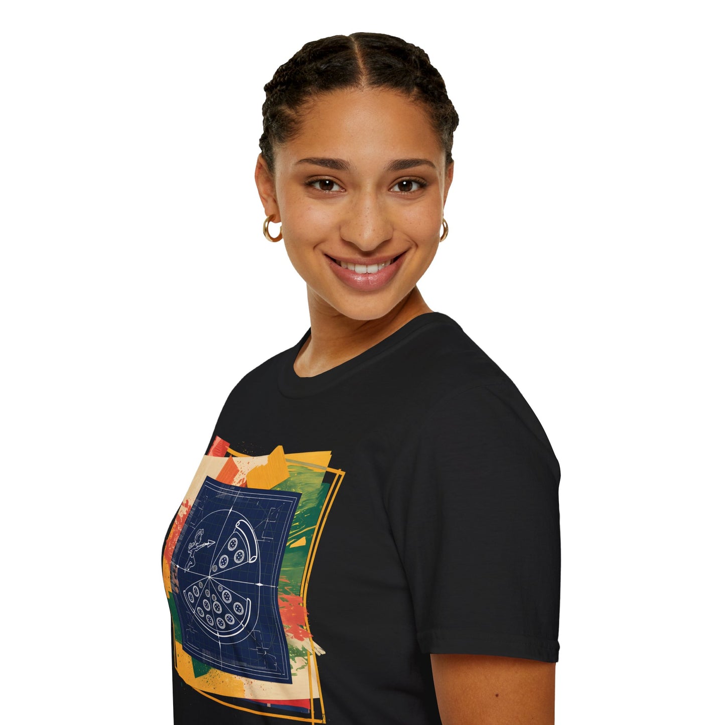 Blueprint Pizza Love - Abstract Geometric Art Food T-shirt